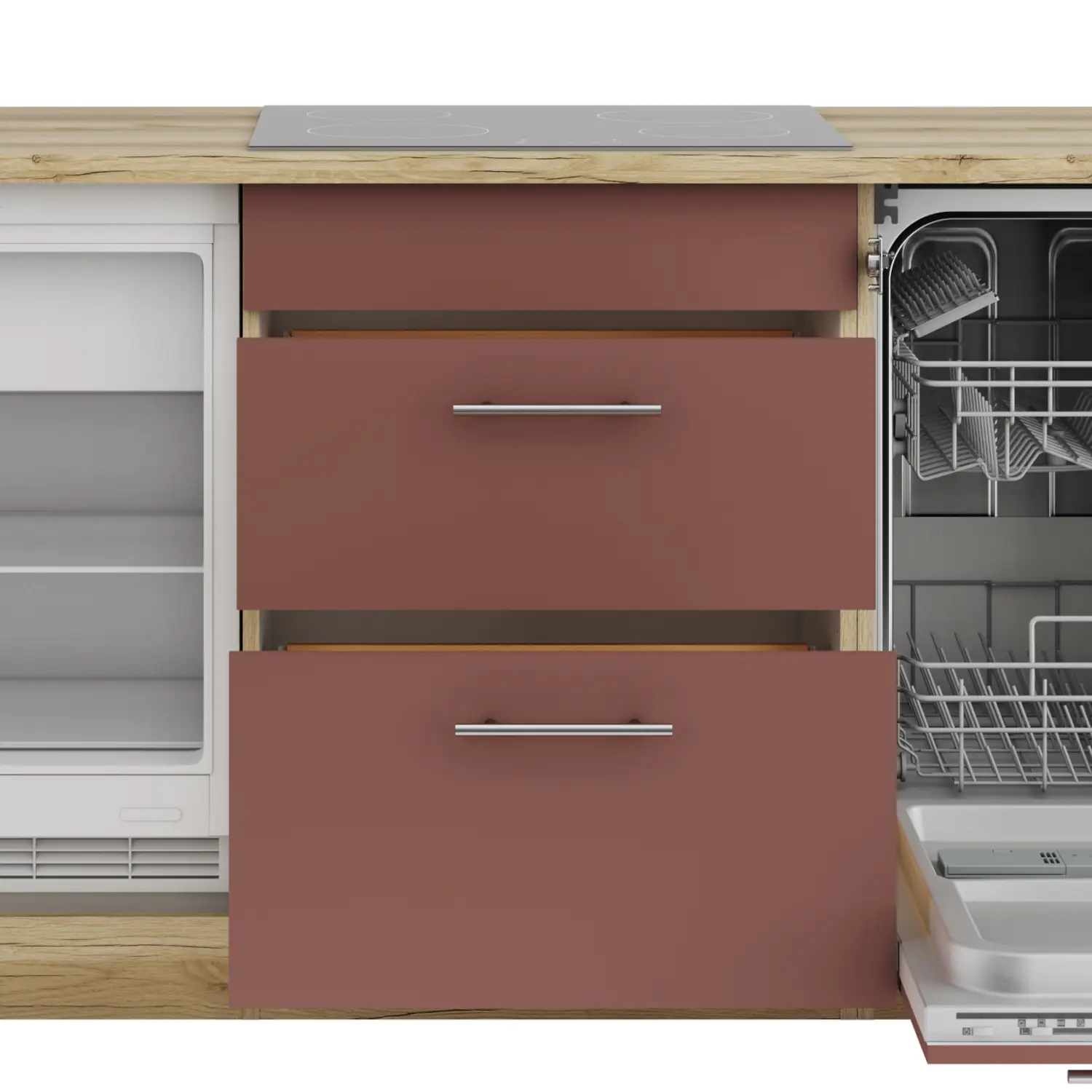 Unterschrank für Kochfeld OPTIFIT Bari 60 cm Rostrot