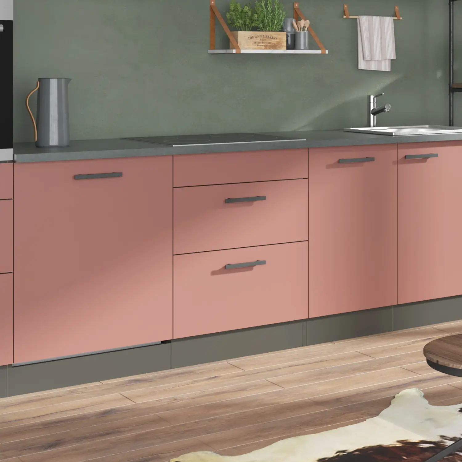 Unterschrank für Kochfeld OPTIFIT Nizza 60 cm Rostrot