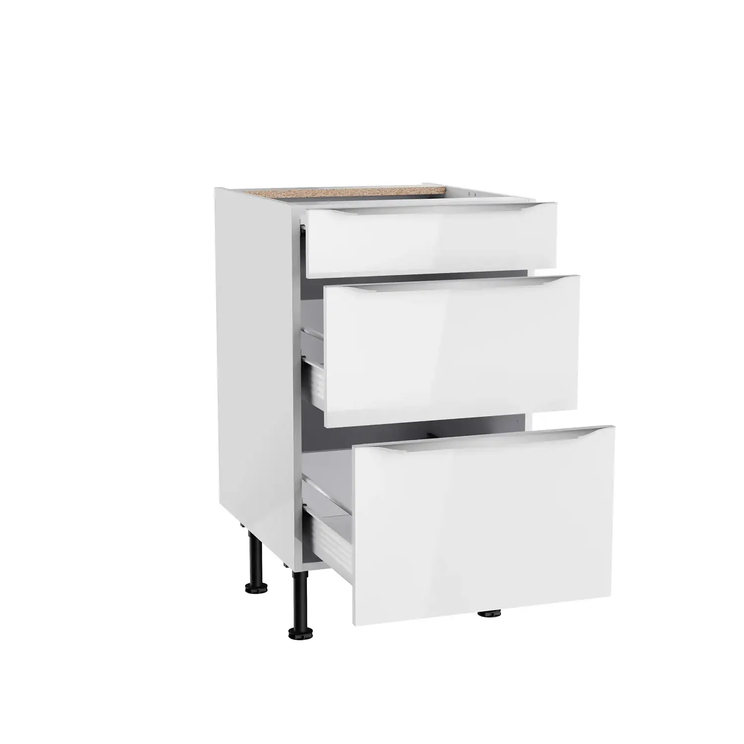 Unterschrank mit Auszügen OPTIFIT Arvid 50 cm Weiß Glanz