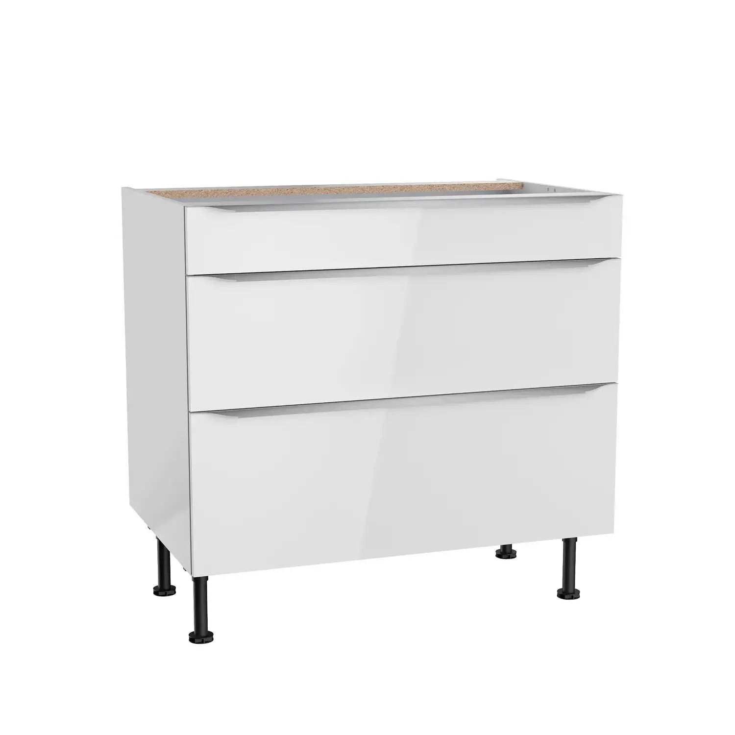 Unterschrank mit Auszügen OPTIFIT Arvid 90 cm Weiß Glanz