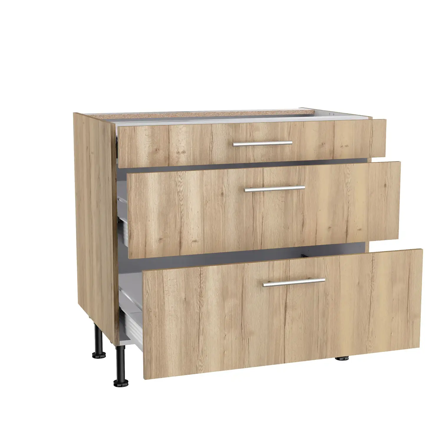 Unterschrank mit Auszügen OPTIFIT Erik 90 cm Wildeiche