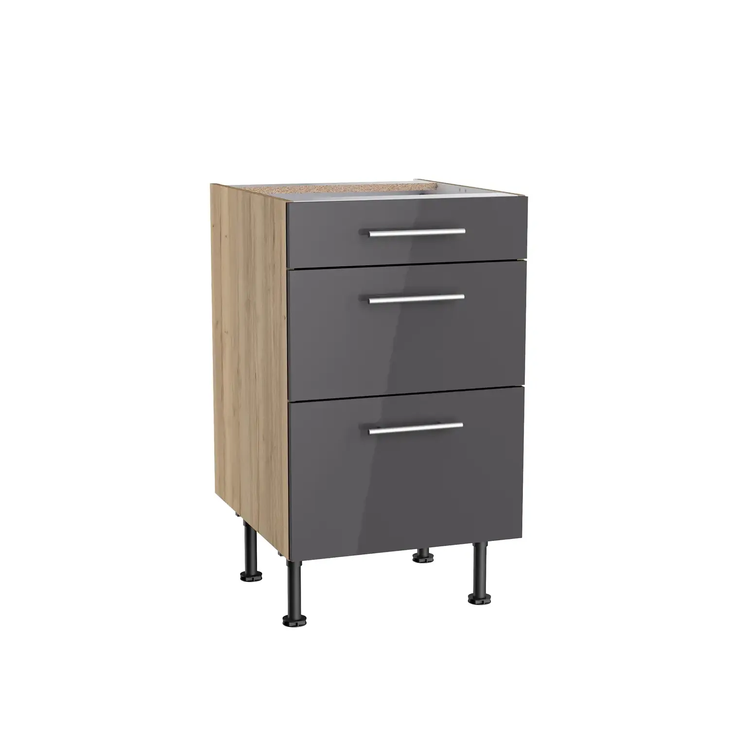 Unterschrank mit Auszügen OPTIFIT Jonte 50 cm Anthrazit Glanz