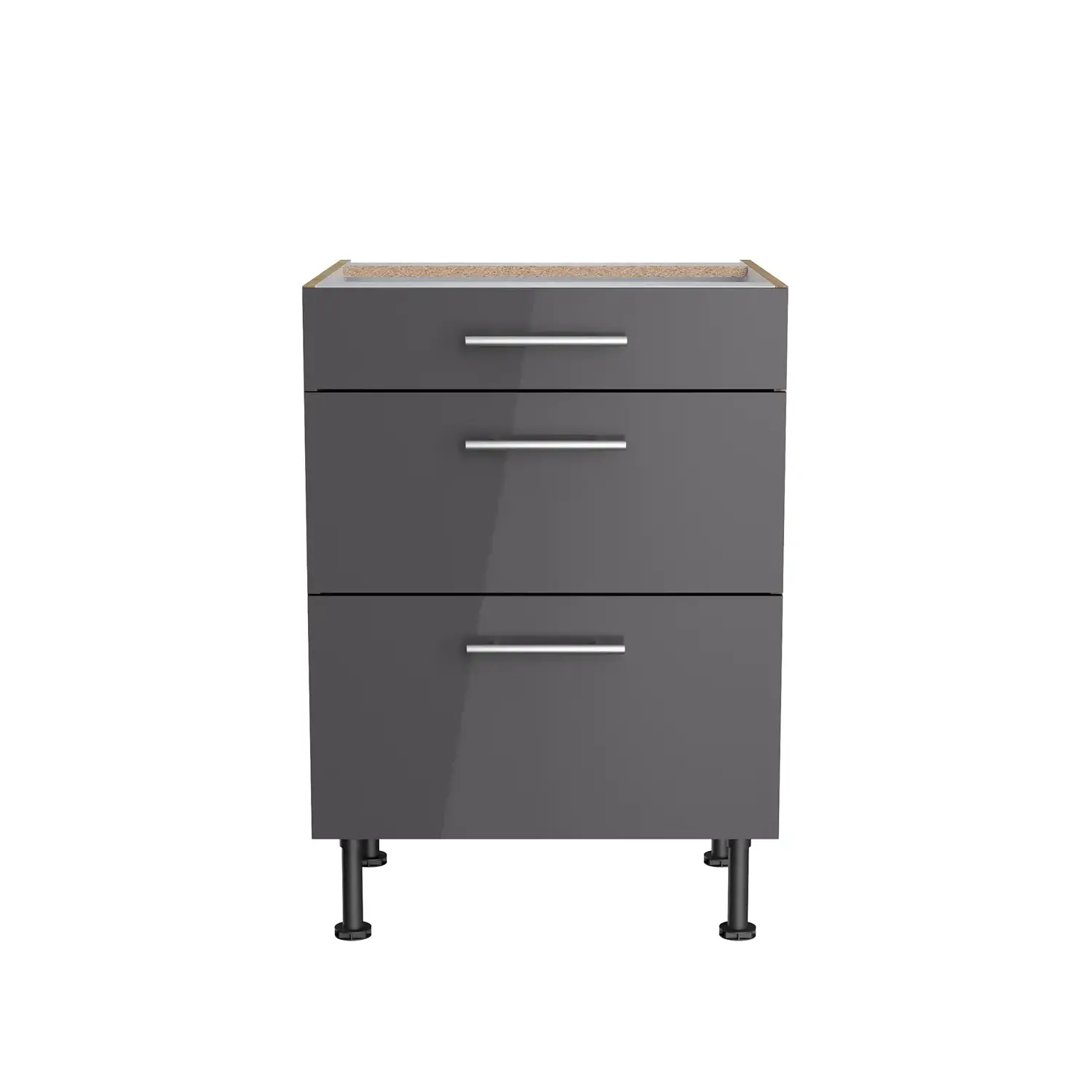 Unterschrank mit Auszügen OPTIFIT Jonte 60 cm Anthrazit Glanz