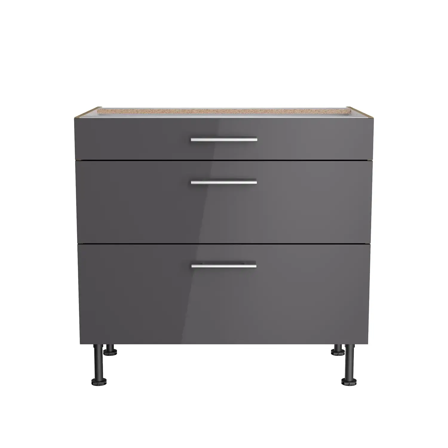 Unterschrank mit Auszügen OPTIFIT Jonte 90 cm Anthrazit Glanz