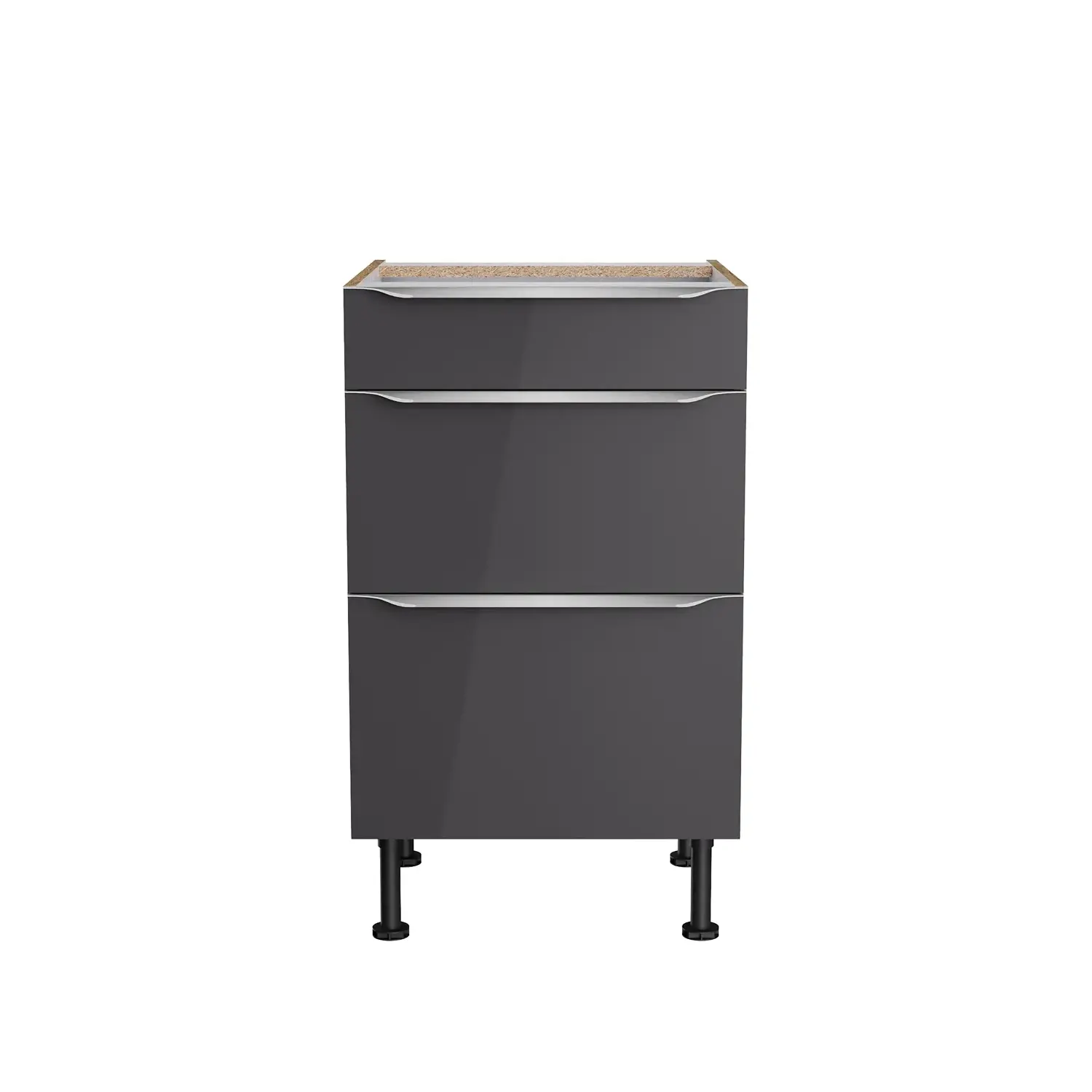 Unterschrank mit Auszügen OPTIFIT Linus 50 cm Anthrazit Glanz