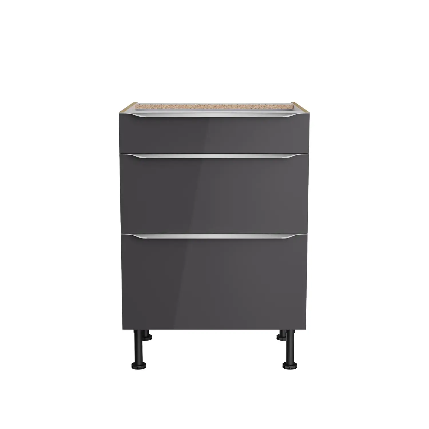 Unterschrank mit Auszügen OPTIFIT Linus 60 cm Anthrazit Glanz