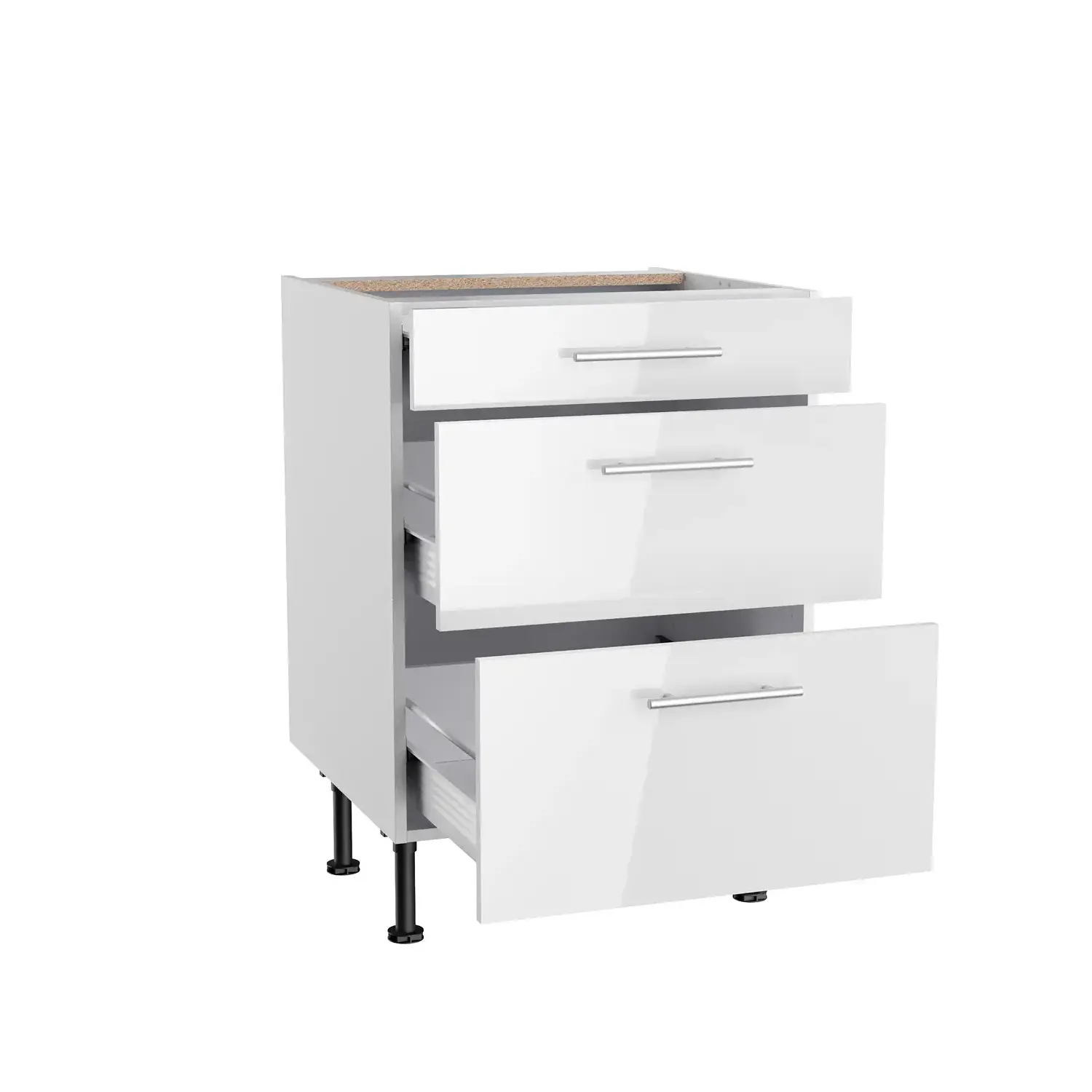 Unterschrank mit Auszügen OPTIFIT Rurik 60 cm Weiß Glanz