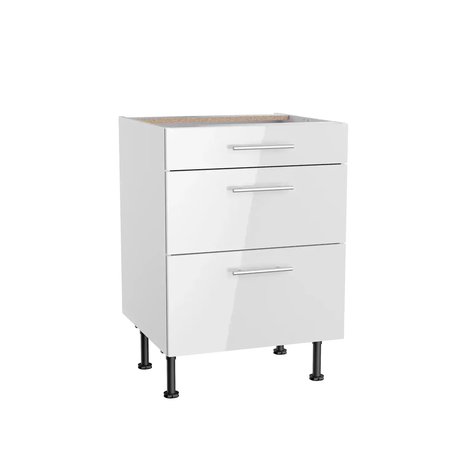 Unterschrank mit Auszügen OPTIFIT Rurik 60 cm Weiß Glanz