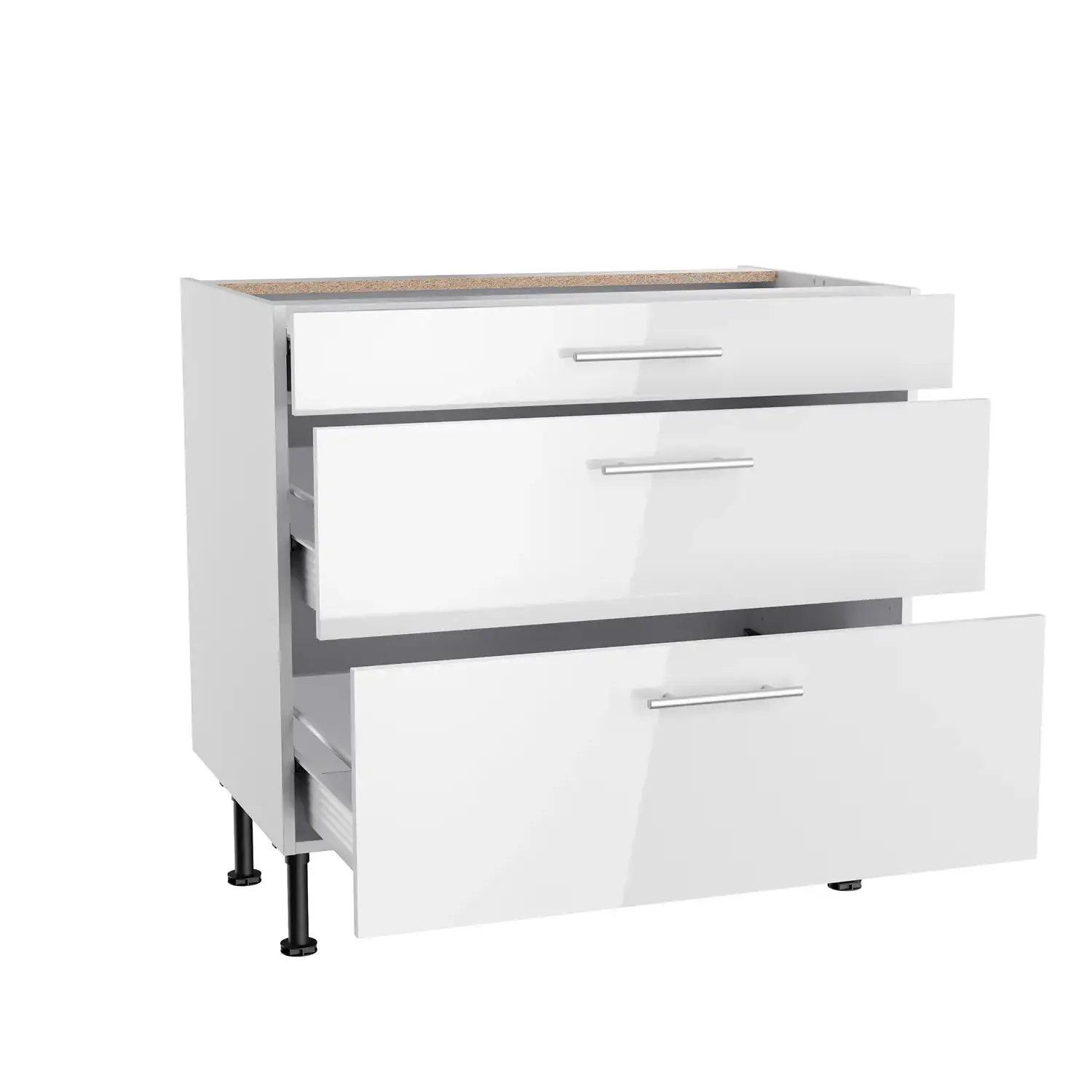 Unterschrank mit Auszügen OPTIFIT Rurik 90 cm Weiß Glanz