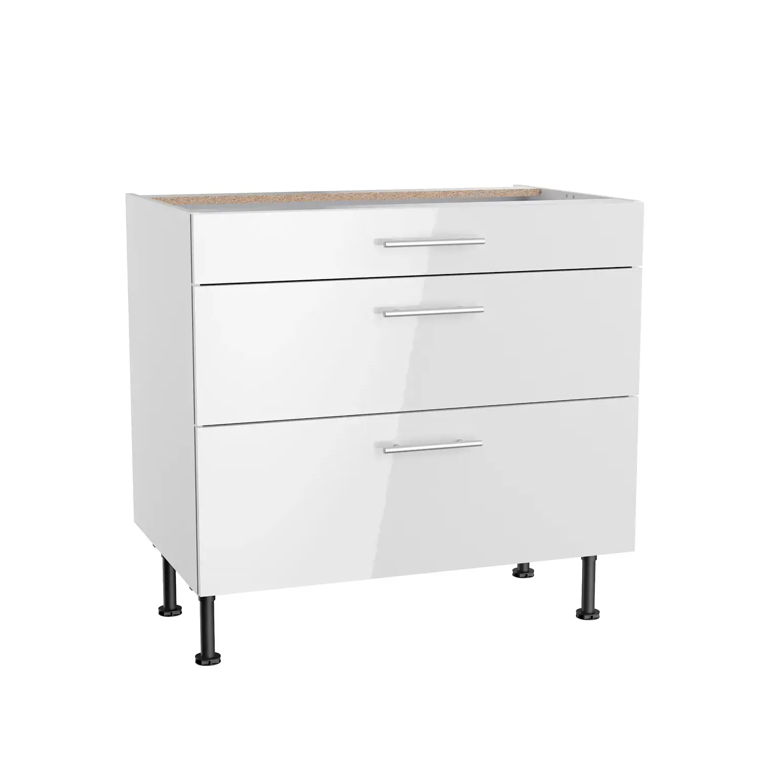 Unterschrank mit Auszügen OPTIFIT Rurik 90 cm Weiß Glanz