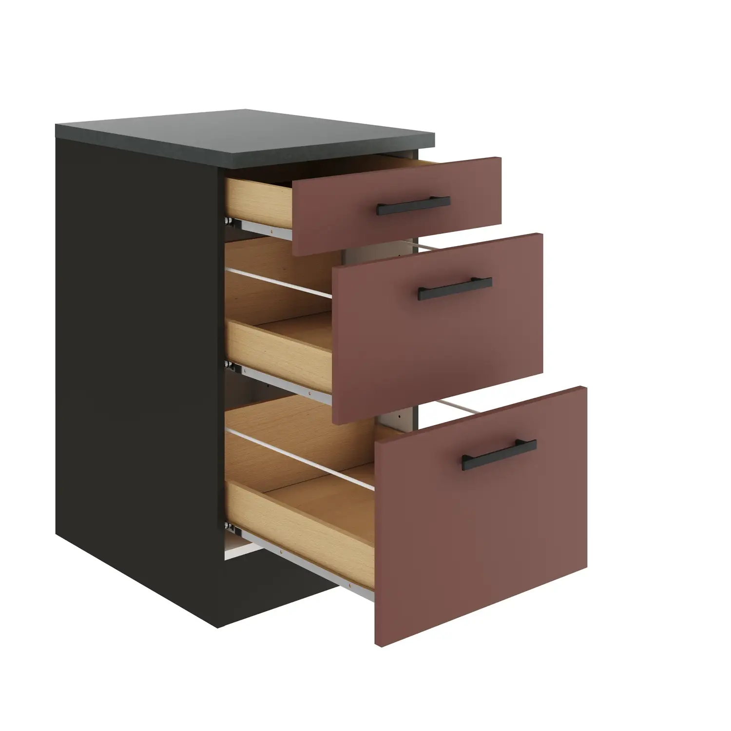 Unterschrank mit Auszügen OPTIFIT Nizza 50 cm Rostrot