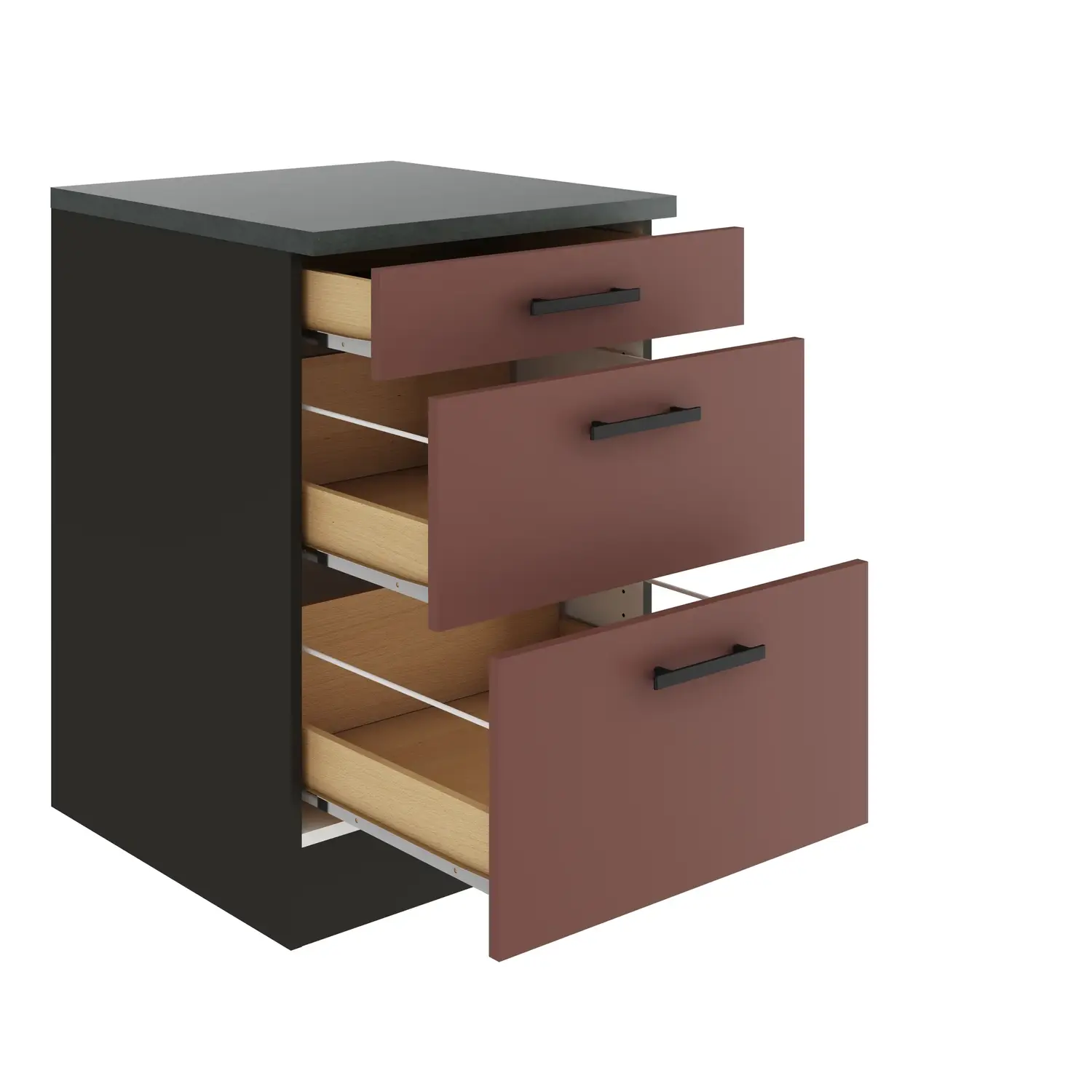 Unterschrank mit Auszügen OPTIFIT Nizza 60 cm Rostrot