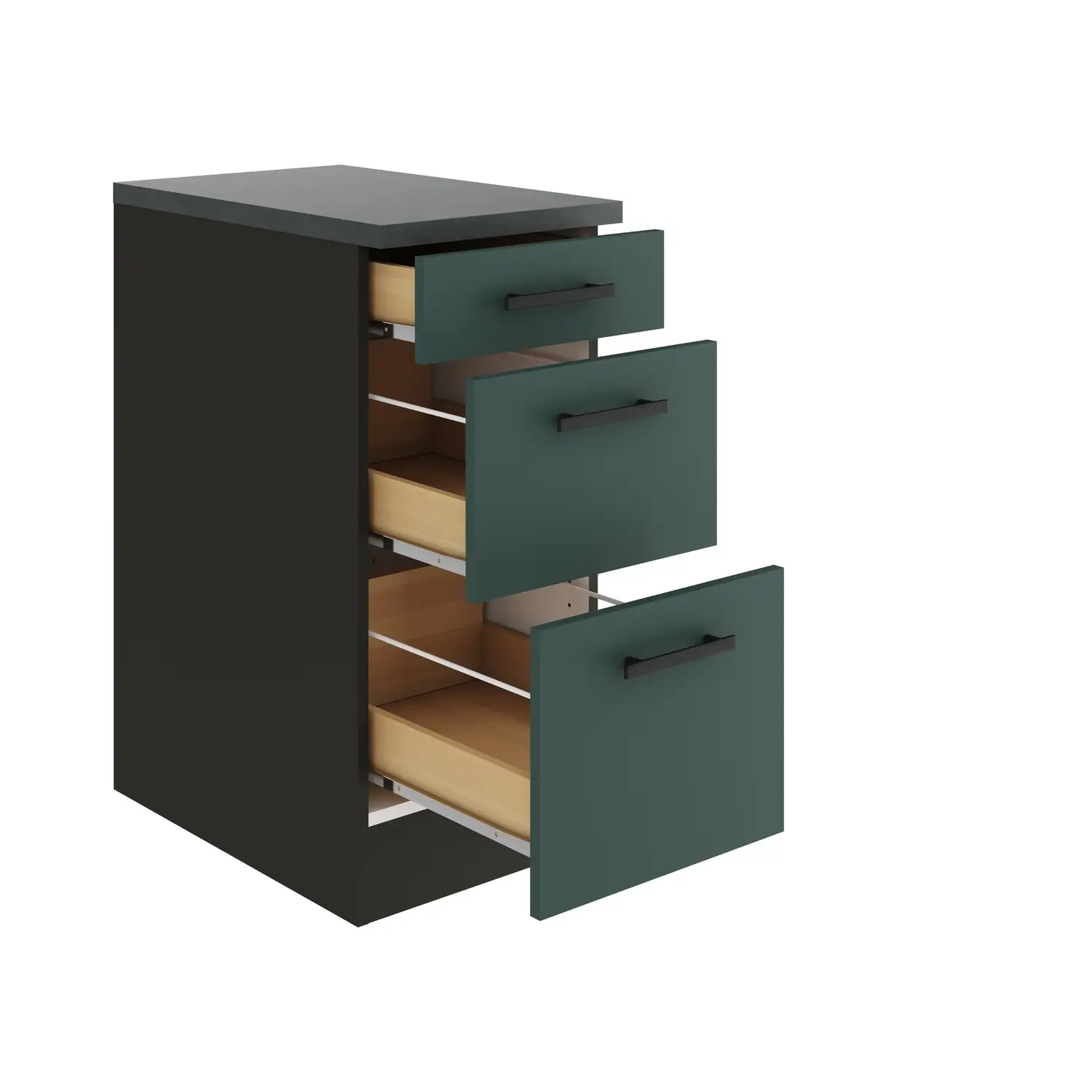 Unterschrank mit Auszügen OPTIFIT Verona 40 cm Steingrün