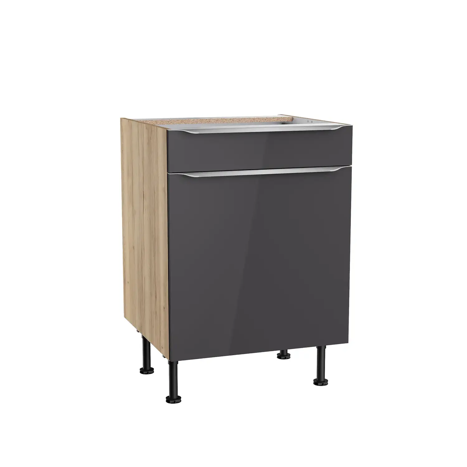 Unterschrank OPTIFIT Linus 60 cm Anthrazit Glanz