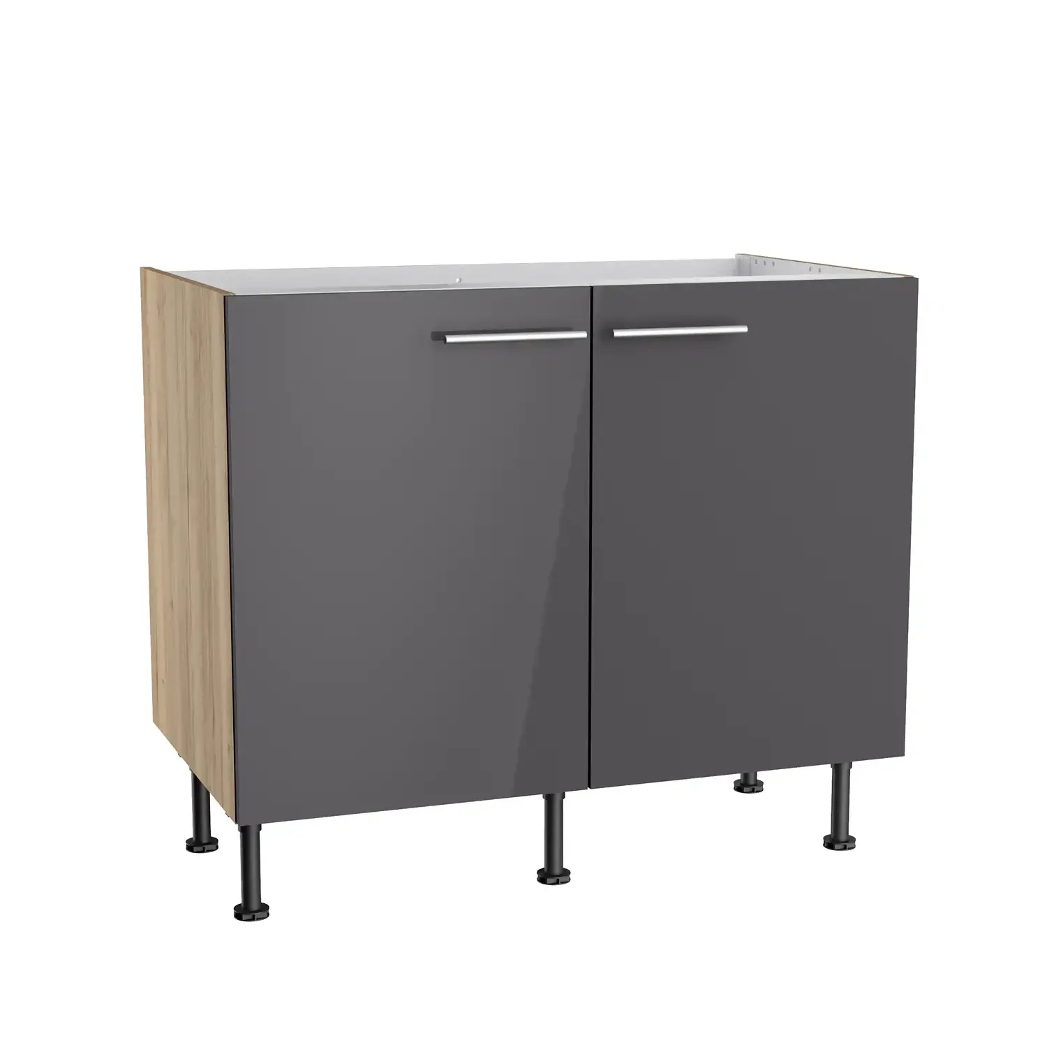 Spülenschrank OPTIFIT Jonte 100 cm Anthrazit Glanz