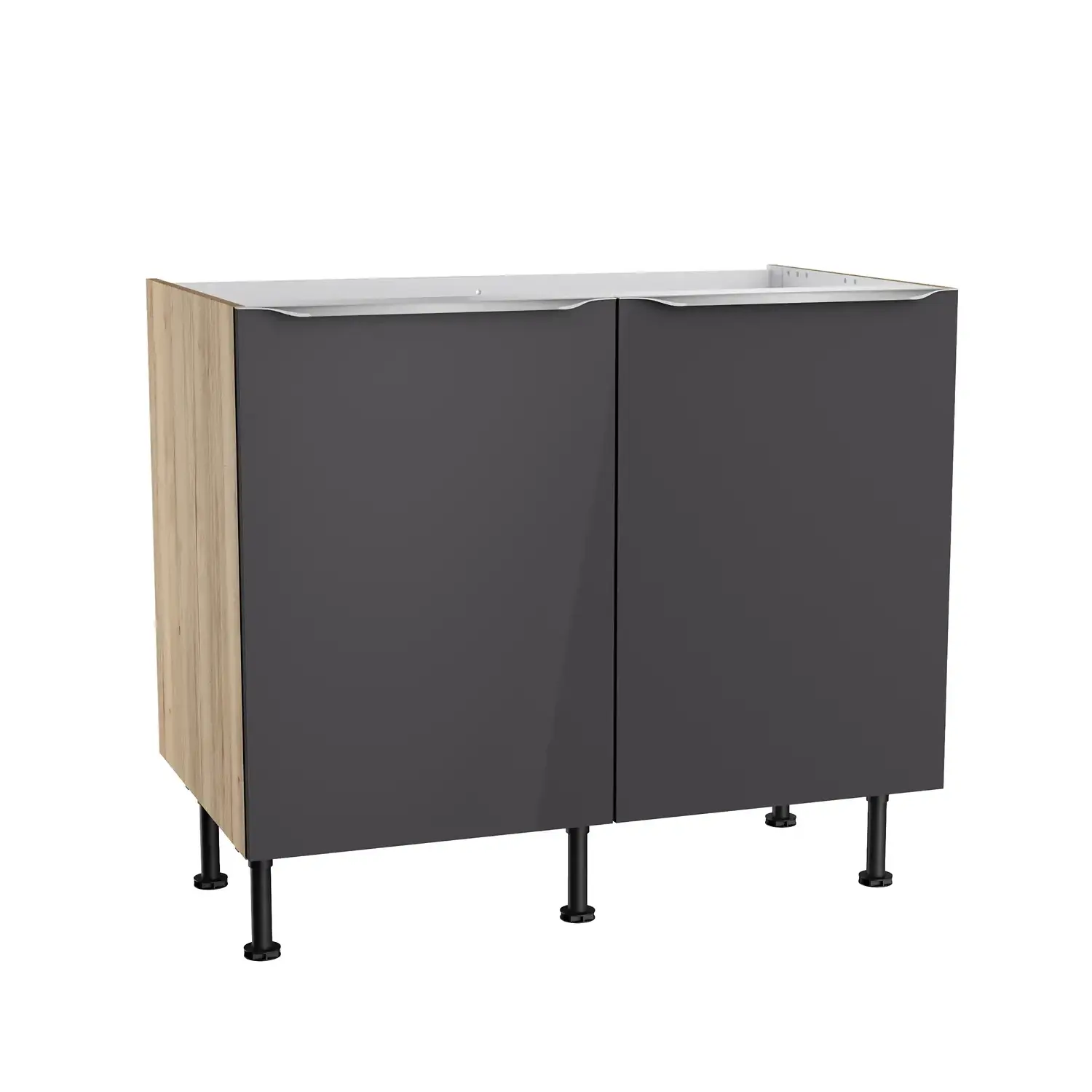 Spülenschrank OPTIFIT Linus 100 cm Anthrazit Glanz