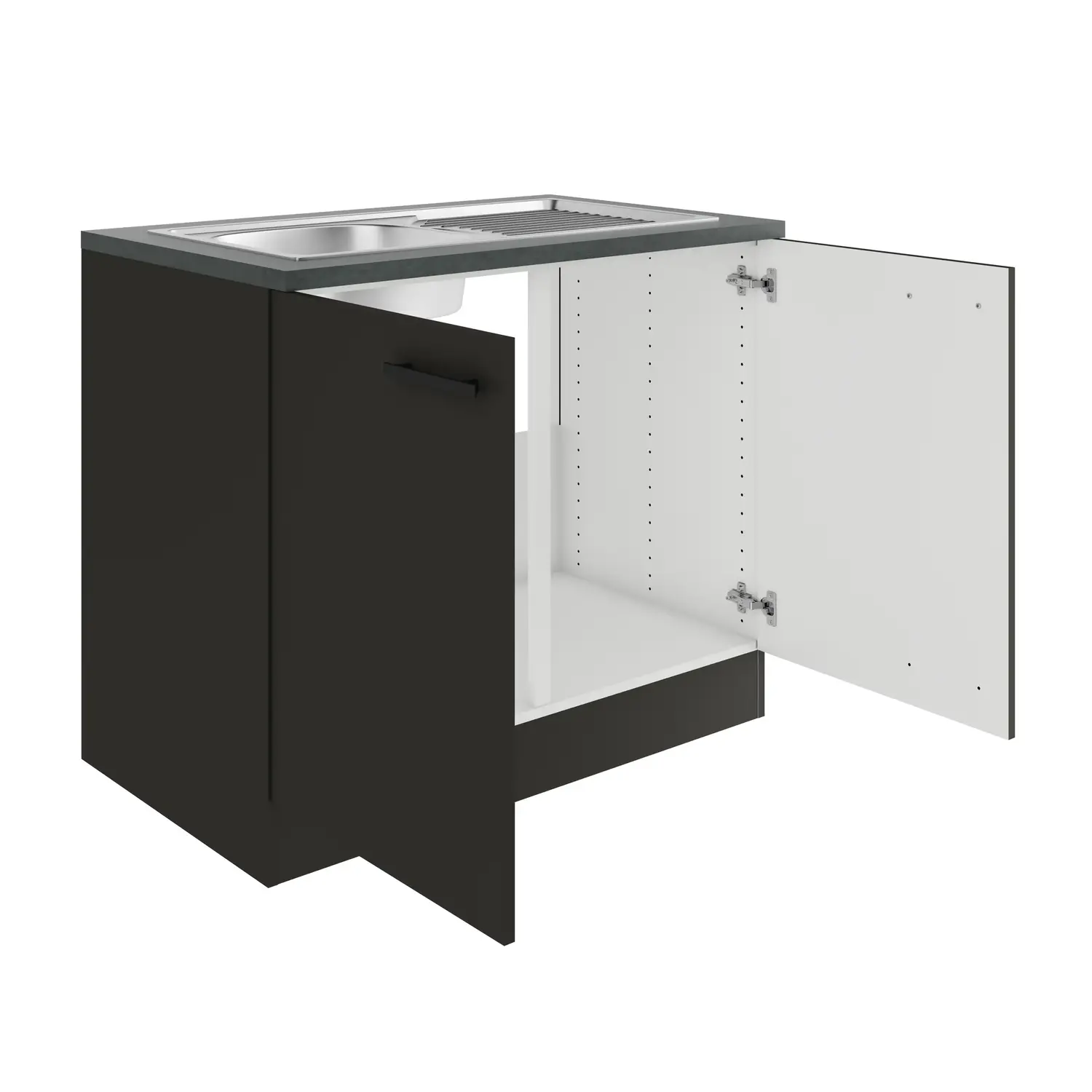 Spülenschrank OPTIFIT Madrid 100 cm Anthrazit